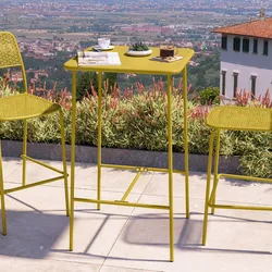 Tavolo alto da esterno 60x60 cm in acciaio senape - Faber