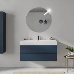 Mobile bagno sospeso 120 cm blu esotico 2 cassetti con lavabo integrato e specchio - Cuki