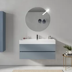 Mobile bagno sospeso 120 cm carta da zucchero 2 cassetti con lavabo integrato e  specchio - Cuki