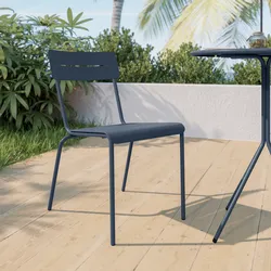 Sedia da giardino impilabile in acciaio blu oceano - Spezia