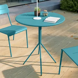 Tavolo da giardino rotondo 60 cm in acciaio blu maldive - Spezia
