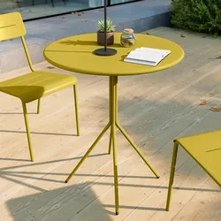 Tavolo da giardino rotondo 60 cm in acciaio senape - Spezia