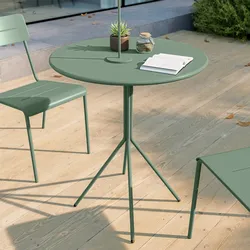 Tavolo da giardino rotondo 60 cm in acciaio verde salvia - Spezia