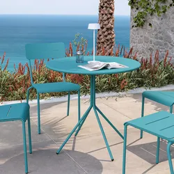 Tavolo da giardino rotondo 80 cm in acciaio blu maldive - Spezia
