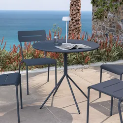 Tavolo da giardino rotondo 80 cm in acciaio blu oceano - Spezia