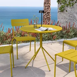 Tavolo da giardino rotondo 80 cm in acciaio senape - Spezia