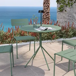 Tavolo da giardino rotondo 80 cm in acciaio verde salvia - Spezia