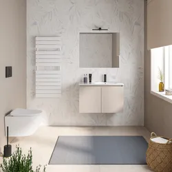 Mobile bagno sospeso 80 cm cashmere con ante e lavabo dx con specchio - Cuki