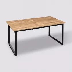 Tavolo da pranzo con doppia allunga 160/200/240x90 cm in acciaio nero e top effetto legno