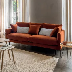 Divano 3 posti in velluto idrorepellente terracotta con cuscini sfoderabili - Kodak