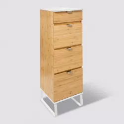 Cassettiera 33x33x130h cm in bambù e metallo silver - Pequino