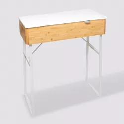 Toeletta con specchio integrato 88 h cm in bambù e acciaio silver - Pequino