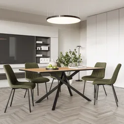 Tavolo da pranzo 180x90 cm con top rovere chiaro e gambe in metallo nero - Dalmo