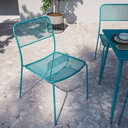 Sedia da esterno impilabile in acciaio blu maldive - Faber