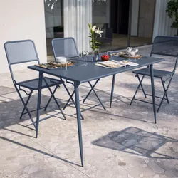 Tavolo da esterno 120x70 cm in acciaio blu oceano - Faber