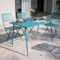 Tavolo da esterno 120x70 cm in acciaio blu maldive - Faber