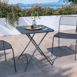 Tavolo da esterno pieghevole 60x60 cm in acciaio blu oceano - Faber