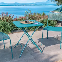 Tavolo da esterno pieghevole 60x60 cm in acciaio blu maldive - Faber