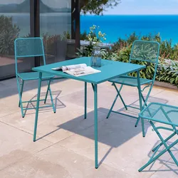 Tavolo da esterno 80x80 cm in acciaio blu maldive - Faber