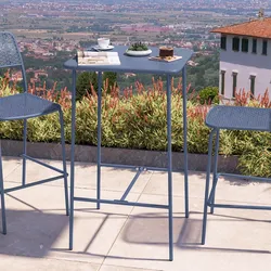 Tavolo alto da esterno 60x60 cm in acciaio blu oceano - Faber