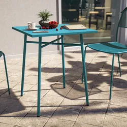 Tavolo da esterno 60x60 cm in acciaio blu maldive - Faber