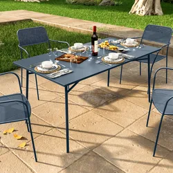 Tavolo da esterno 150x80 cm in acciaio blu oceano - Faber