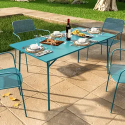 Tavolo da esterno 150x80 cm in acciaio blu maldive - Faber