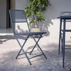 Sedia da esterno pieghevole in acciaio blu oceano - Faber