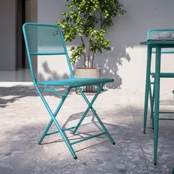Sedia da esterno pieghevole in acciaio blu maldive - Faber