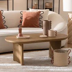 Tavolino 110x60 cm in legno di acacia naturale con gambe curve - Visby