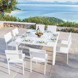 Tavolo da esterno allungabile 100/150x150 cm in alluminio bianco - Carioca