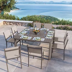 Tavolo da esterno allungabile 100/150x150 cm in alluminio tortora - Carioca