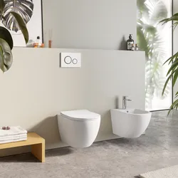 Sanitari sospesi con scarico a vortice in ceramica con copriwc e bidet bianco opaco - Flitch