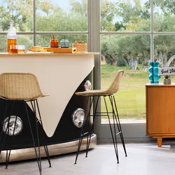 Mobile bar portaliquori 153x108 cm in metallo e legno di mango - Kjavic