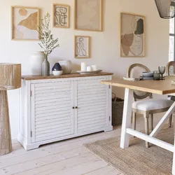 Credenza 110x80h cm in legno di acacia bianco e naturale con 2 ante - Tennesee