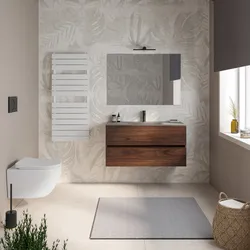 Mobile bagno sospeso 100 cm rovere deciso con cassetti e lavabo in vetro marrone kodiak con specchio - Cuki