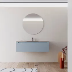 Mobile bagno sospeso 120 cm carta da zucchero con lavabo in vetro marrone kodiak e specchio - Sleek