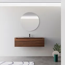 Mobile bagno sospeso 120 cm rovere deciso con lavabo in vetro marrone kodiak e specchio - Sleek