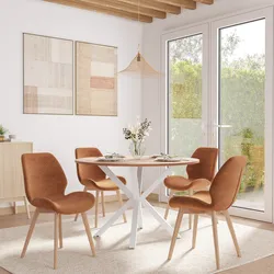 Set 4 sedie in tessuto ruggine con gambe in legno - Hattie