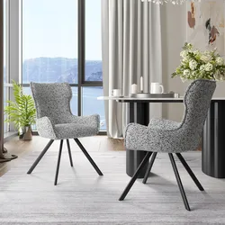 Set 2 poltrone in bouclé bianco e nero con gambe in metallo nero - Delar