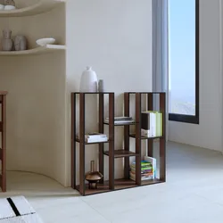 Libreria 72x72h cm effetto noce con ripiani sfalsati - Eldora