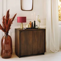 Credenza 85x81h cm in legno scuro di acacia con 2 ante - Banff