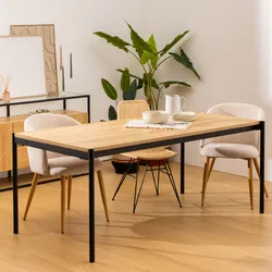 Tavolo 180x90 cm in legno naturale e acciaio nero - Aspen