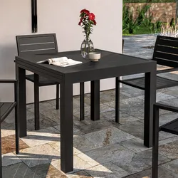 Tavolo da esterno allungabile 90/180x90 cm in alluminio antracite con top a doghe - Carioca