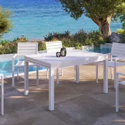 Tavolo da esterno allungabile 135/270x90 cm in alluminio bianco con top a doghe - Carioca
