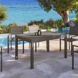 Tavolo da esterno allungabile 135/270x90 cm in alluminio tortora con top a doghe - Carioca