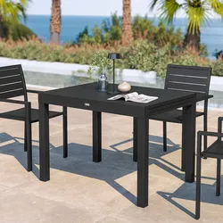 Tavolo da esterno allungabile 105/210x75 cm in alluminio antracite con top a doghe - Carioca