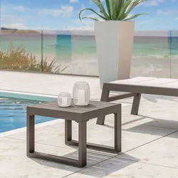 Tavolino da esterno 44x44 cm in alluminio tortora - Carioca