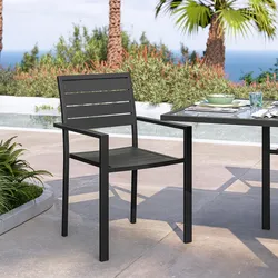 Sedia a doghe da esterno con braccioli in alluminio antracite - Carioca