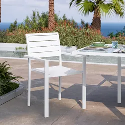 Sedia a doghe da esterno con braccioli in alluminio bianco - Carioca